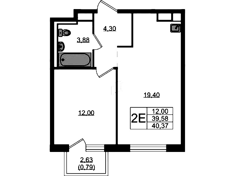 1-комнатная квартира 40.37 м², 3/12 эт., ЖК «Новые Лаврики»